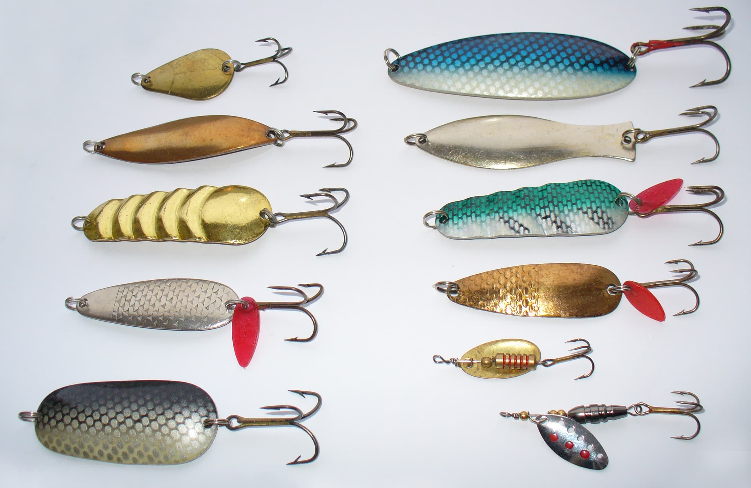 Fishing spoon lure close up